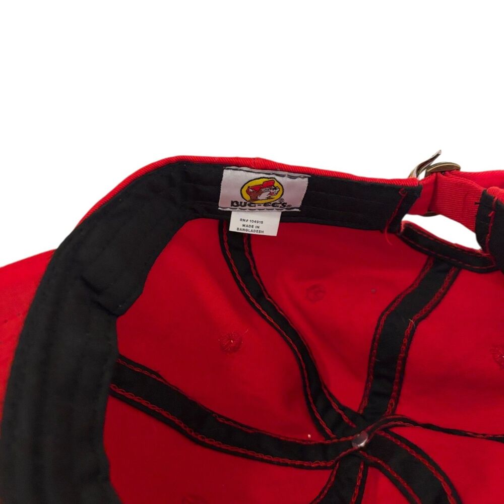 Buc-ee's Hat Adult Red Baseball Cap Hat Adjustable Emrboidered - Picture 7 of 8